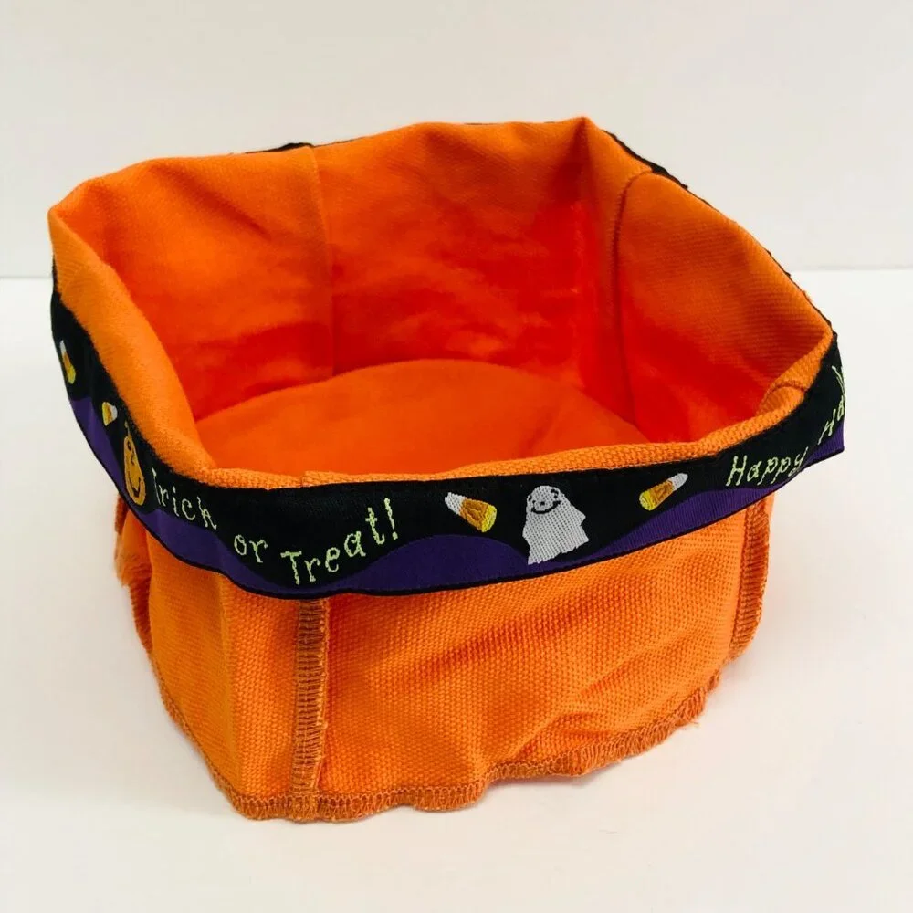 Longaberger 2004 Happy Halloween Fabric Basket Liner Orange 5